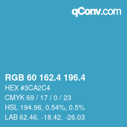 カラーコード: RGB 60 162.4 196.4 | qconv.com