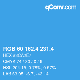 カラーコード: RGB 60 162.4 231.4 | qconv.com
