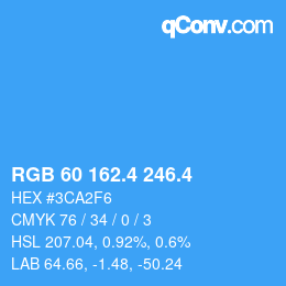 カラーコード: RGB 60 162.4 246.4 | qconv.com