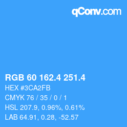 カラーコード: RGB 60 162.4 251.4 | qconv.com