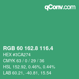 カラーコード: RGB 60 162.8 116.4 | qconv.com