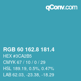 カラーコード: RGB 60 162.8 181.4 | qconv.com