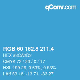 カラーコード: RGB 60 162.8 211.4 | qconv.com
