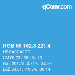 カラーコード: RGB 60 162.8 221.4 | qconv.com