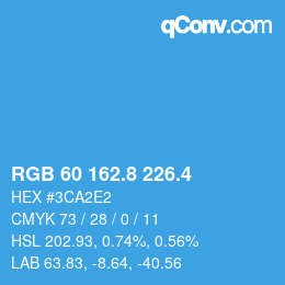 カラーコード: RGB 60 162.8 226.4 | qconv.com