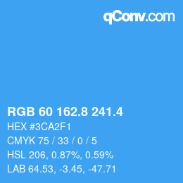 カラーコード: RGB 60 162.8 241.4 | qconv.com