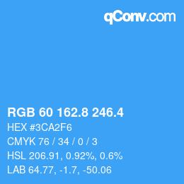 カラーコード: RGB 60 162.8 246.4 | qconv.com