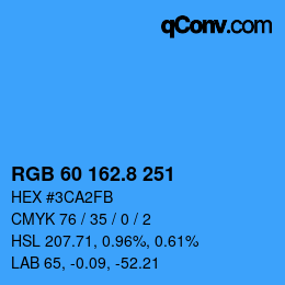 カラーコード: RGB 60 162.8 251 | qconv.com