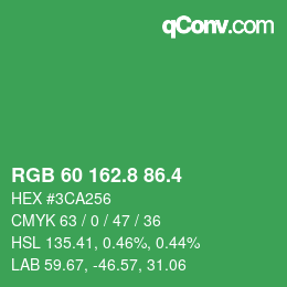 カラーコード: RGB 60 162.8 86.4 | qconv.com