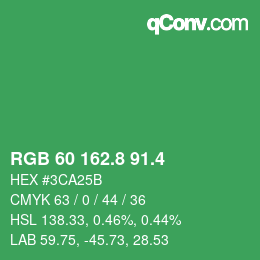 カラーコード: RGB 60 162.8 91.4 | qconv.com