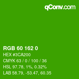 Color code: RGB 60 162 0 | qconv.com