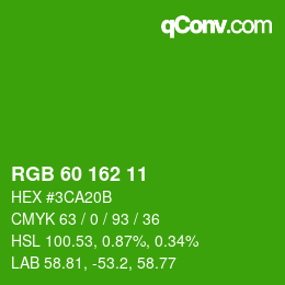 カラーコード: RGB 60 162 11 | qconv.com