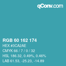Color code: RGB 60 162 174 | qconv.com