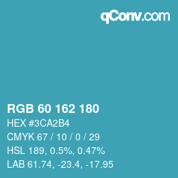 颜色代码: RGB 60 162 180 | qconv.com