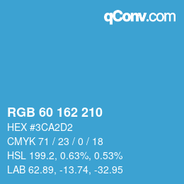 カラーコード: RGB 60 162 210 | qconv.com