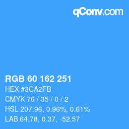 カラーコード: RGB 60 162 251 | qconv.com