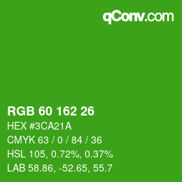 Color code: RGB 60 162 26 | qconv.com