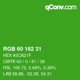 Color code: RGB 60 162 31 | qconv.com
