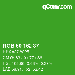 颜色代码: RGB 60 162 37 | qconv.com