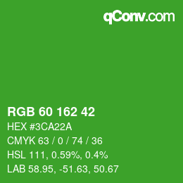 颜色代码: RGB 60 162 42 | qconv.com