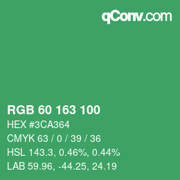 Color code: RGB 60 163 100 | qconv.com