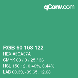 Color code: RGB 60 163 122 | qconv.com