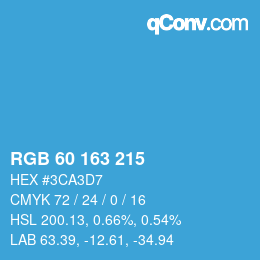カラーコード: RGB 60 163 215 | qconv.com