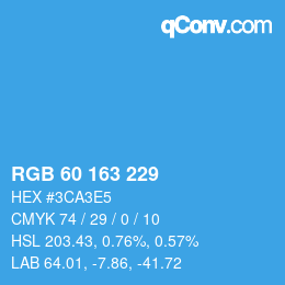 カラーコード: RGB 60 163 229 | qconv.com
