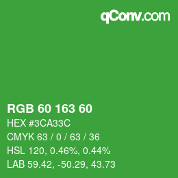 カラーコード: RGB 60 163 60 | qconv.com
