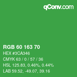 Color code: RGB 60 163 70 | qconv.com