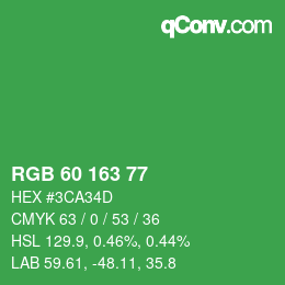 Color code: RGB 60 163 77 | qconv.com