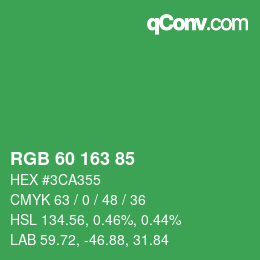カラーコード: RGB 60 163 85 | qconv.com