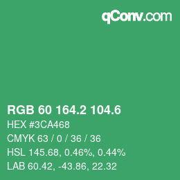 カラーコード: RGB 60 164.2 104.6 | qconv.com