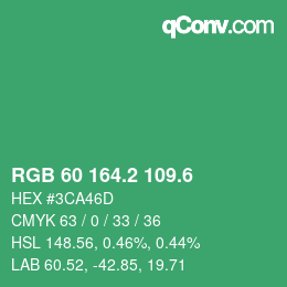 カラーコード: RGB 60 164.2 109.6 | qconv.com