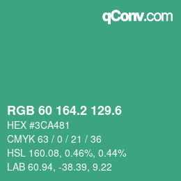 カラーコード: RGB 60 164.2 129.6 | qconv.com