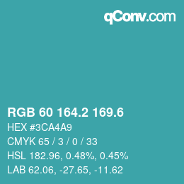 カラーコード: RGB 60 164.2 169.6 | qconv.com