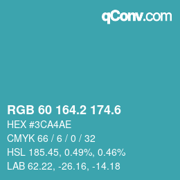 カラーコード: RGB 60 164.2 174.6 | qconv.com