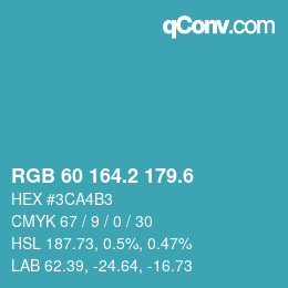 カラーコード: RGB 60 164.2 179.6 | qconv.com