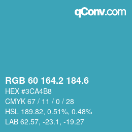 カラーコード: RGB 60 164.2 184.6 | qconv.com