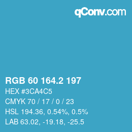 カラーコード: RGB 60 164.2 197 | qconv.com