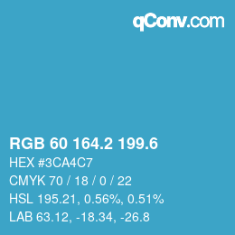 カラーコード: RGB 60 164.2 199.6 | qconv.com
