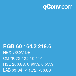 カラーコード: RGB 60 164.2 219.6 | qconv.com