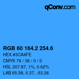 カラーコード: RGB 60 164.2 254.6 | qconv.com