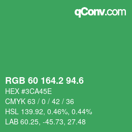 カラーコード: RGB 60 164.2 94.6 | qconv.com