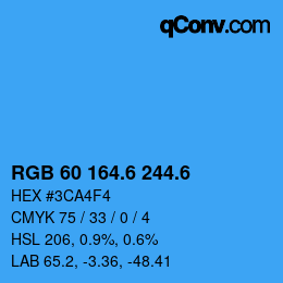 カラーコード: RGB 60 164.6 244.6 | qconv.com