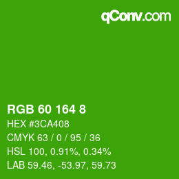カラーコード: RGB 60 164 8 | qconv.com