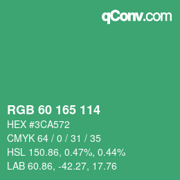 カラーコード: RGB 60 165 114 | qconv.com