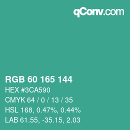 颜色代码: RGB 60 165 144 | qconv.com