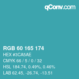 カラーコード: RGB 60 165 174 | qconv.com