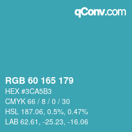 Color code: RGB 60 165 179 | qconv.com